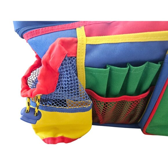 Colorblock Organization Kid Car Picnic Bag with Shoulder Strap VTG 90s Large - Picture 2 of 10